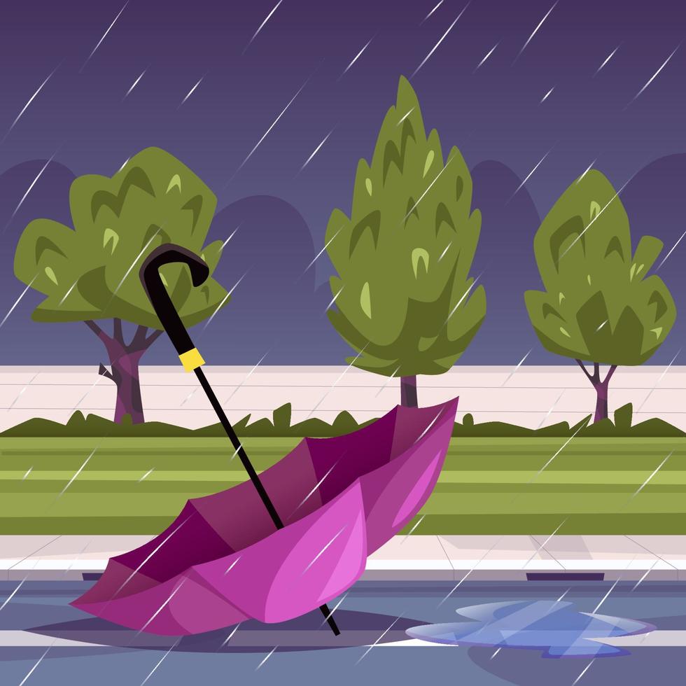 paraguas robado en el día lluvioso vector