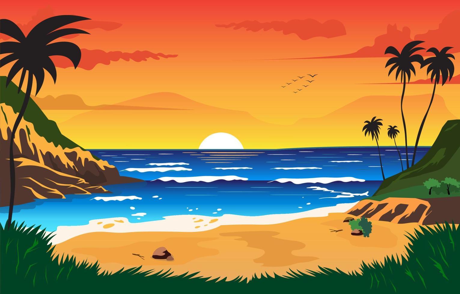 Beach Scenery Collection vector