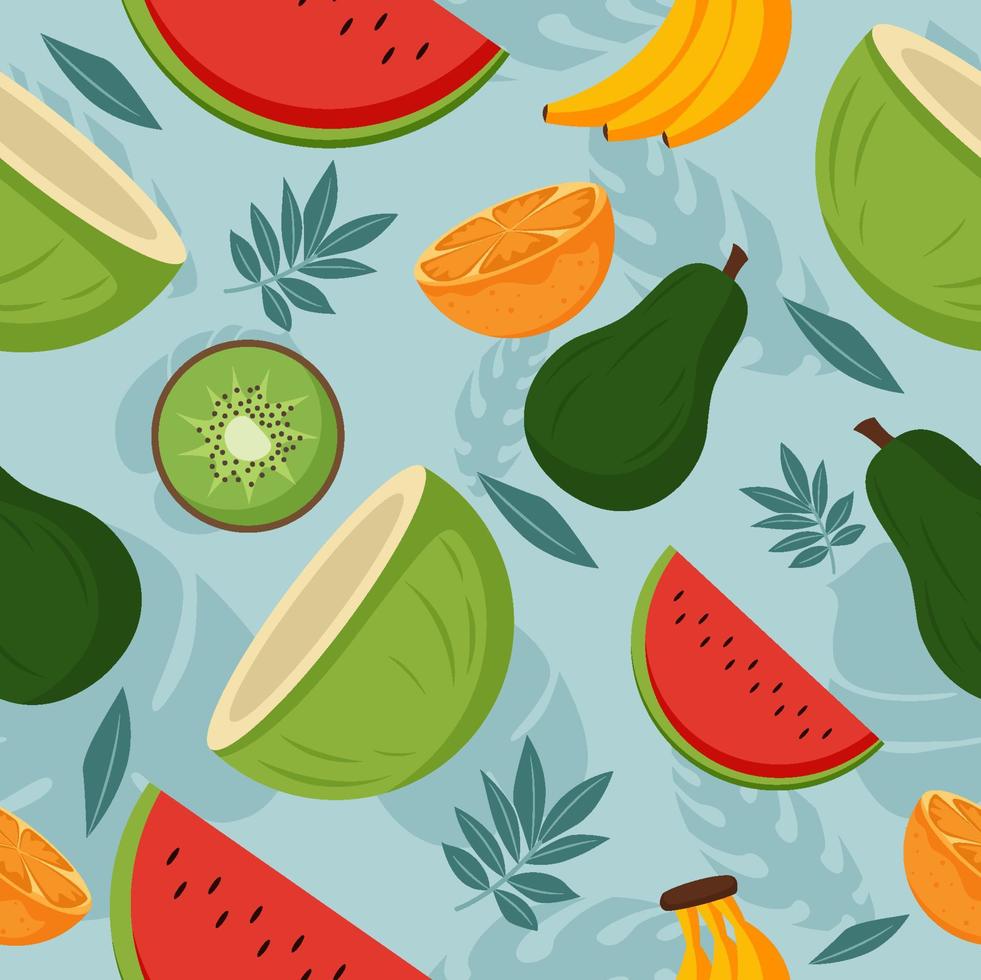 Tropical Fruits Seamless Background 7404401 Vector Art at Vecteezy