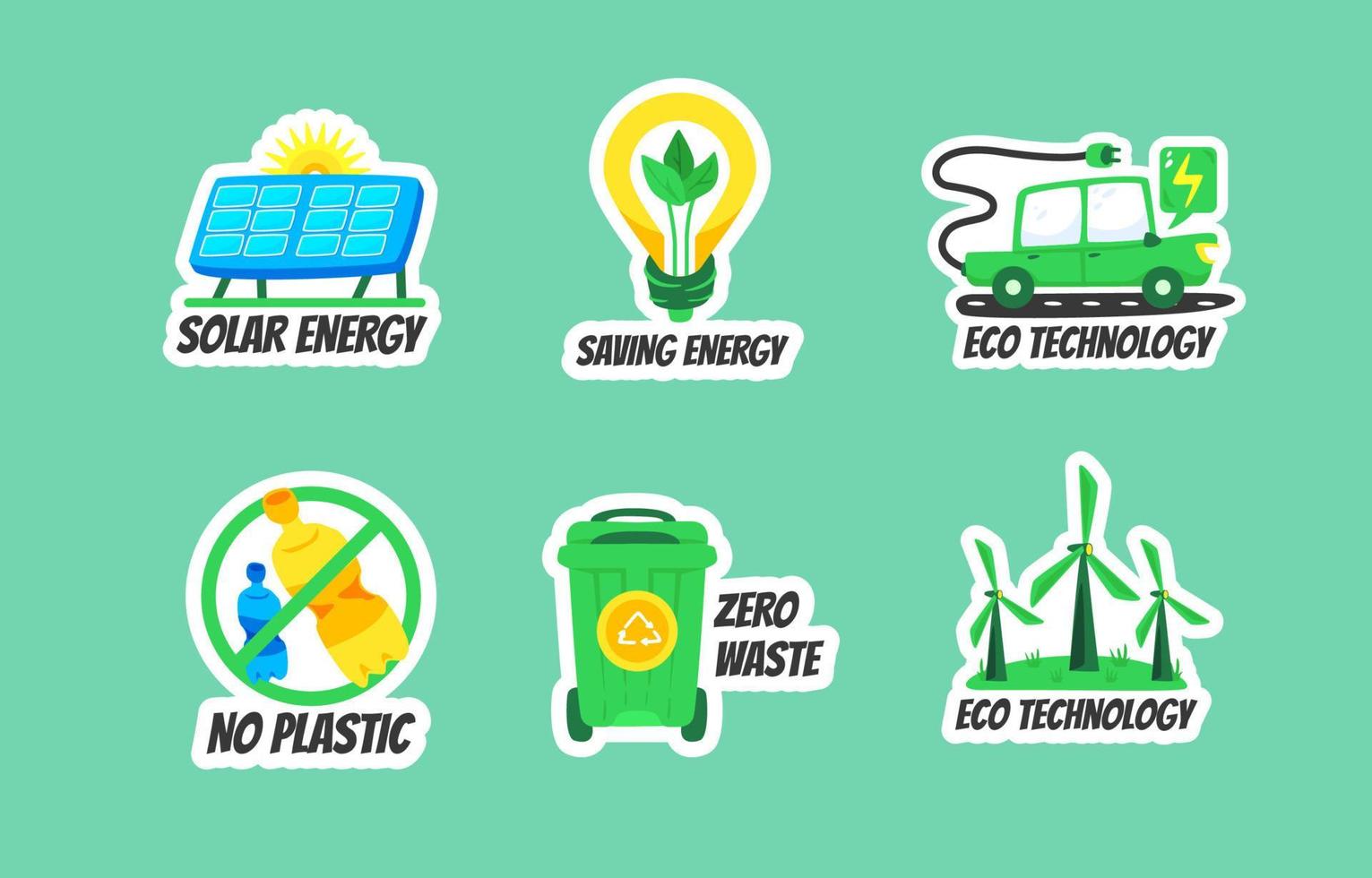 Eco Green Technology Sticker Set vector