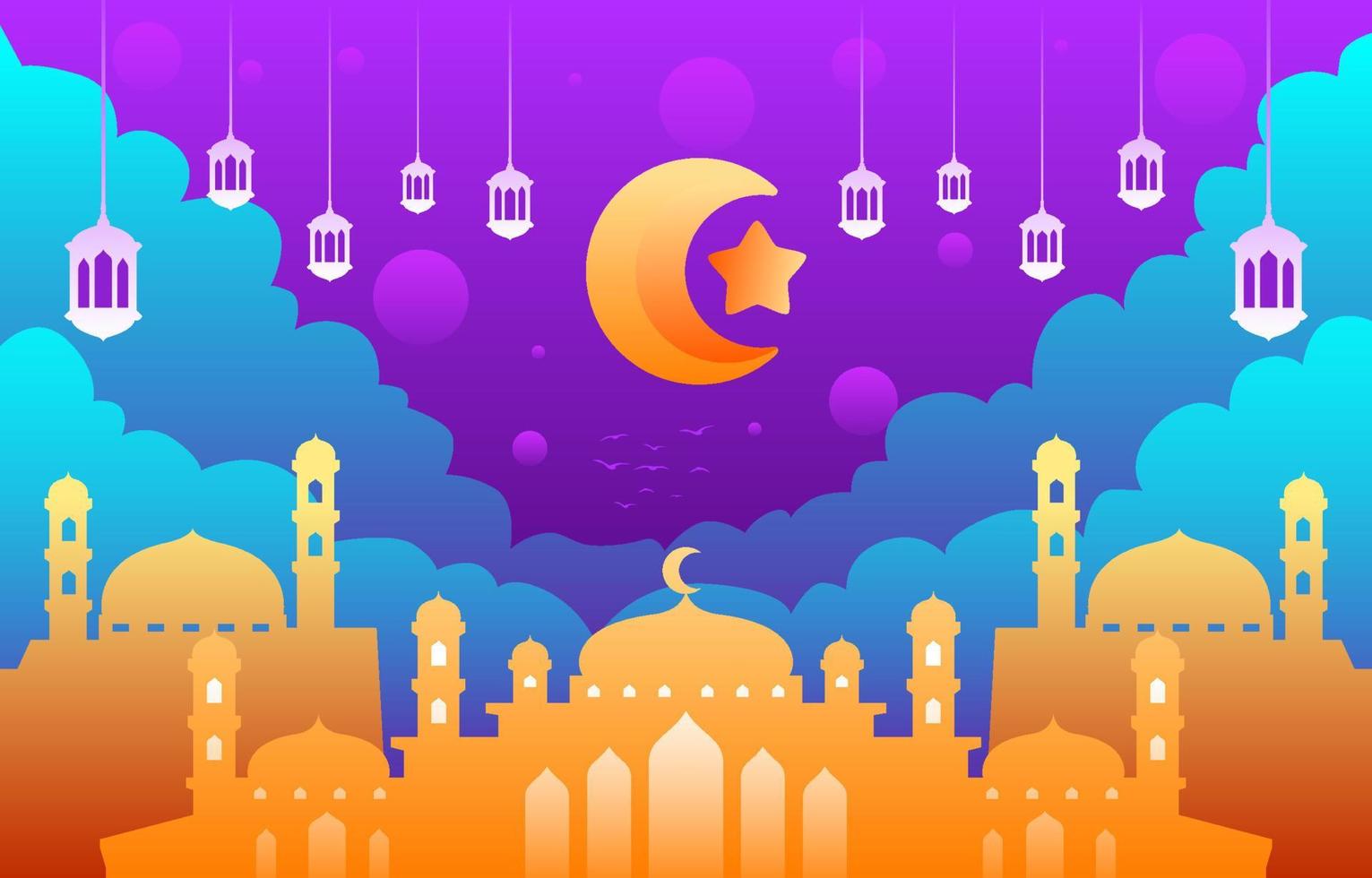 fondo de eid mubarak con colores vibrantes vector