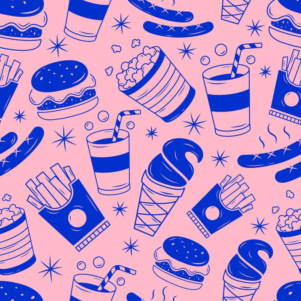 Junk Food Seamless Pattern vector