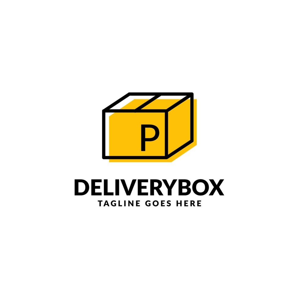 letter P shipping package box vector logo design element