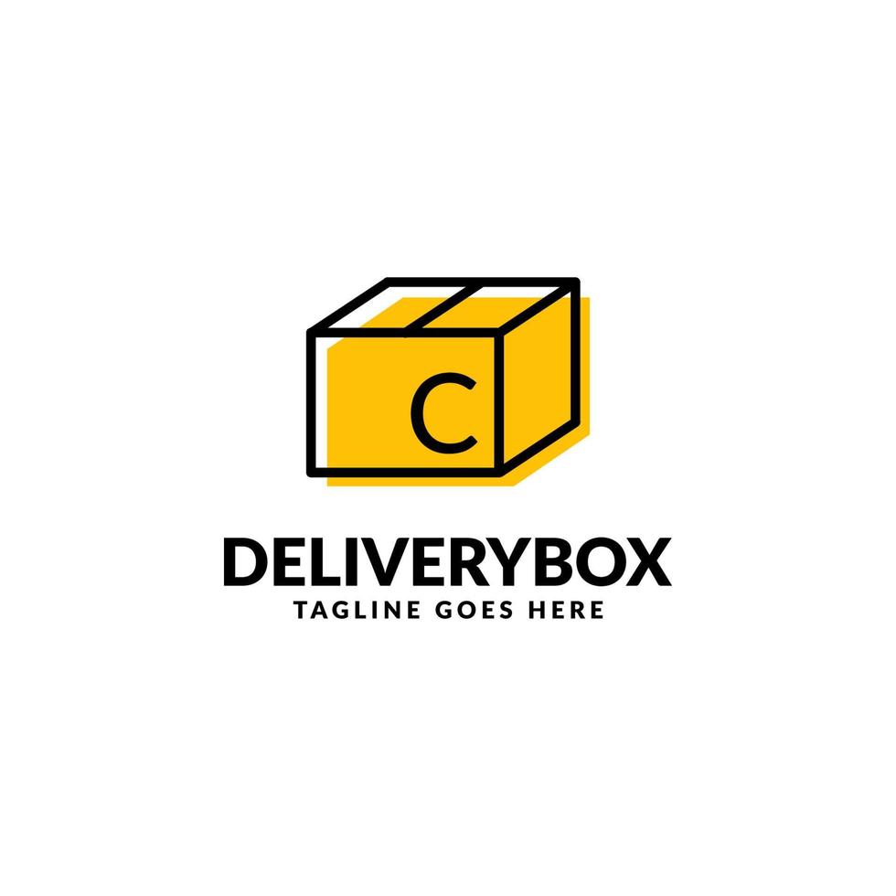 elemento de diseño de logotipo de vector de caja de paquete de envío de letra c