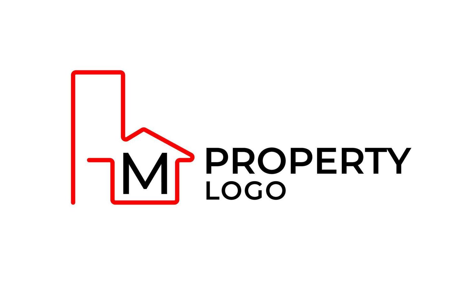 letter M minimalist outline building vector logo design element