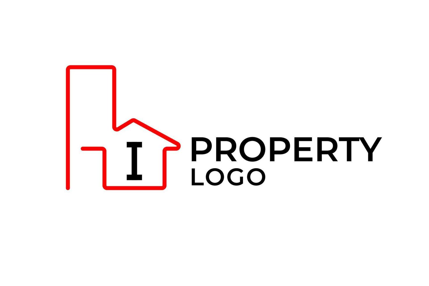 letter I minimalist outline building vector logo design element