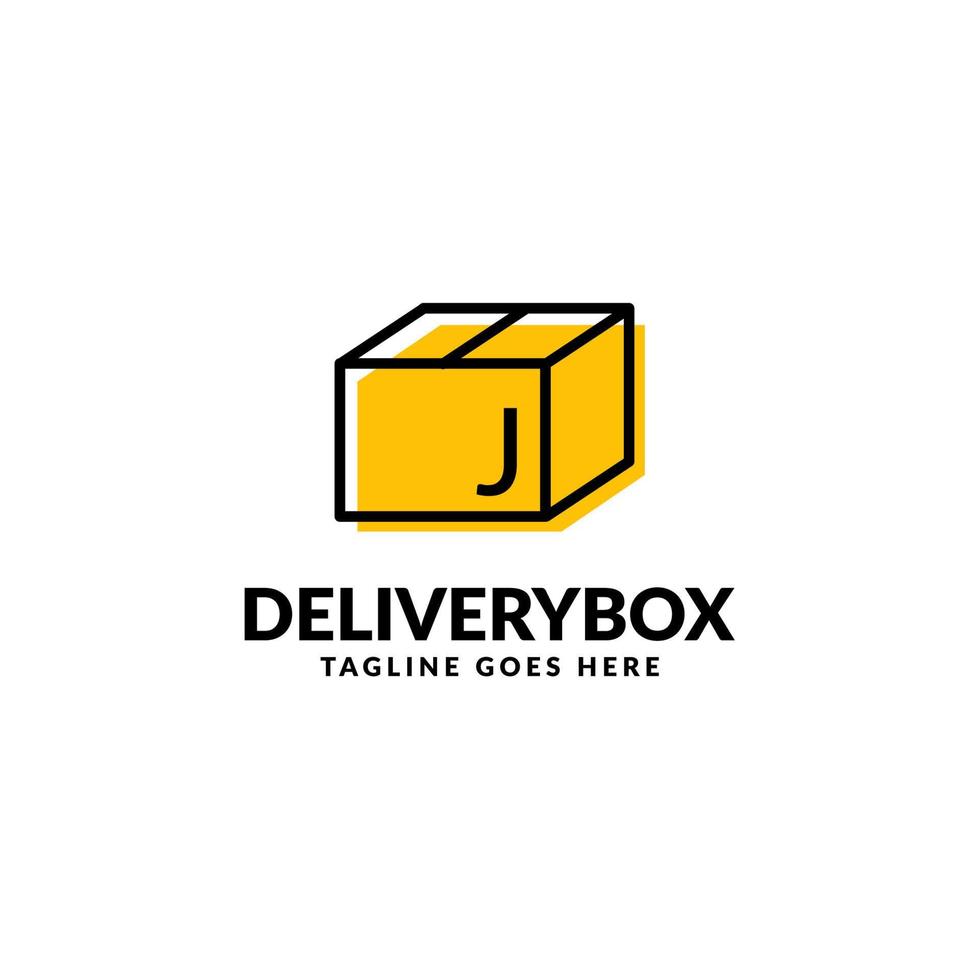 letter J shipping package box vector logo design element