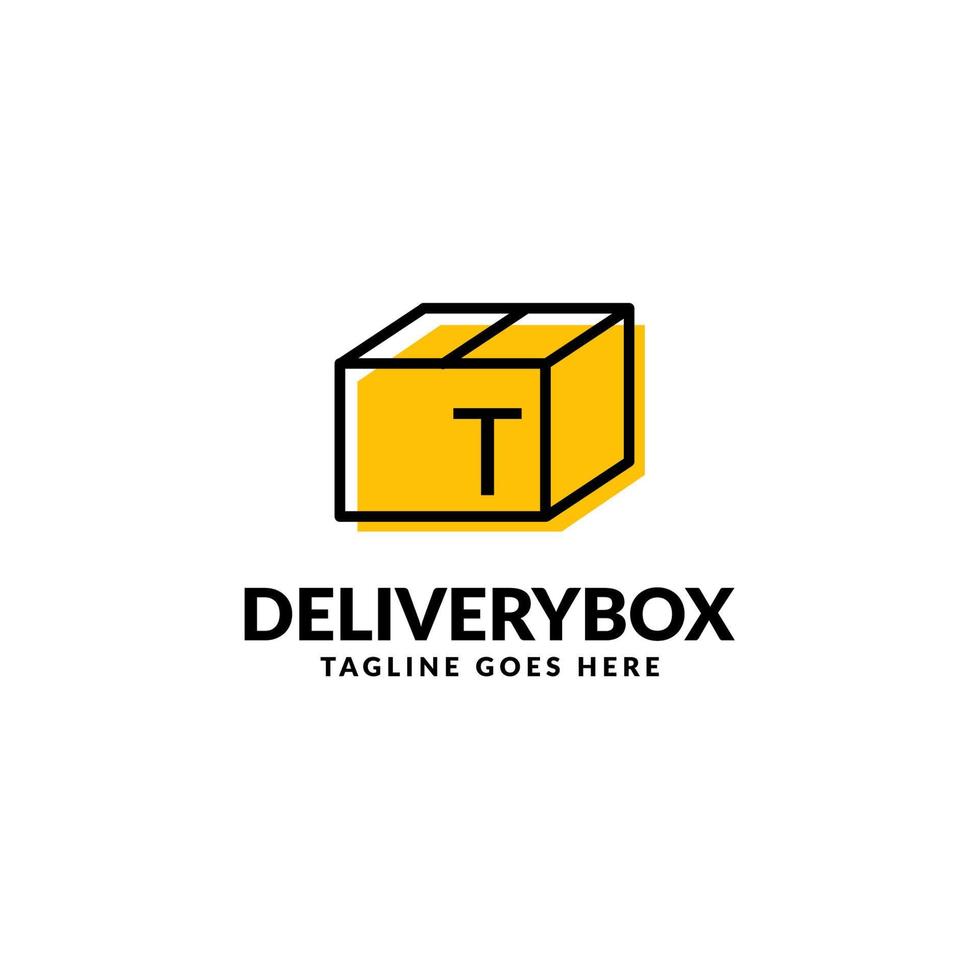 letter T shipping package box vector logo design element