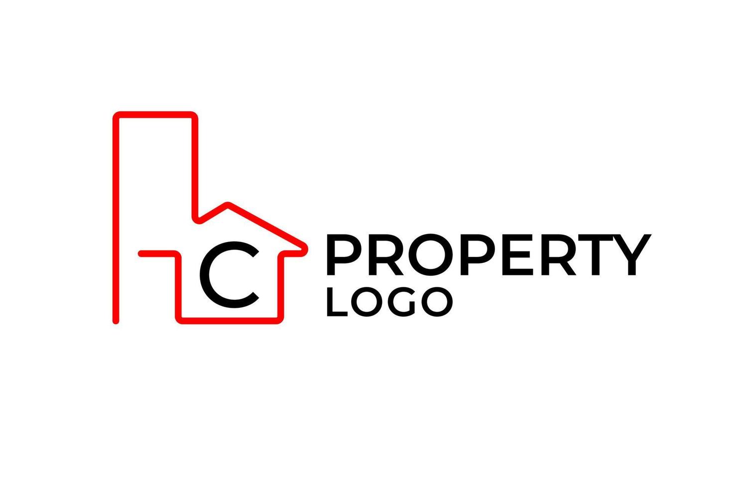 letter C minimalist outline building vector logo design element
