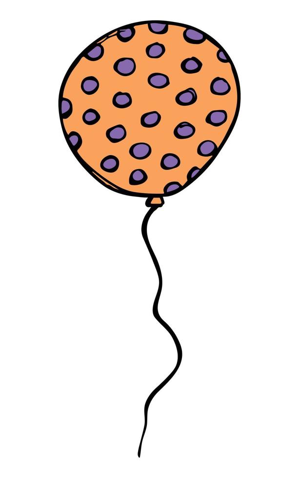 Hand drawn flying balloon illustration isolated on a white background. Birthday party balloon doodle. Holiday clipart. vector