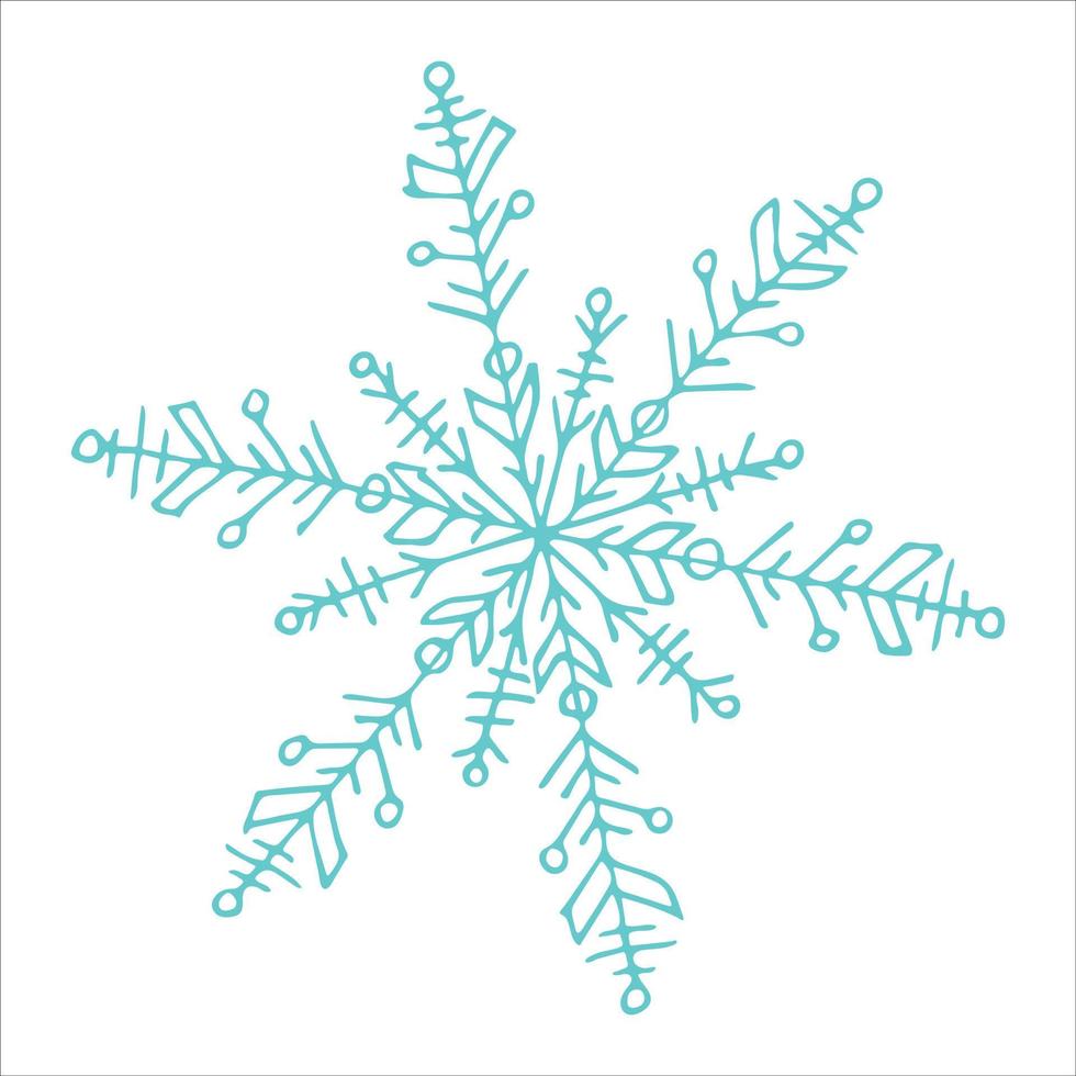 Cute hand drawn snowflake clipart. Vector doodle illustration isolated on white background. Christmas and New Year modern design. For print, web, design, decoration, logo.