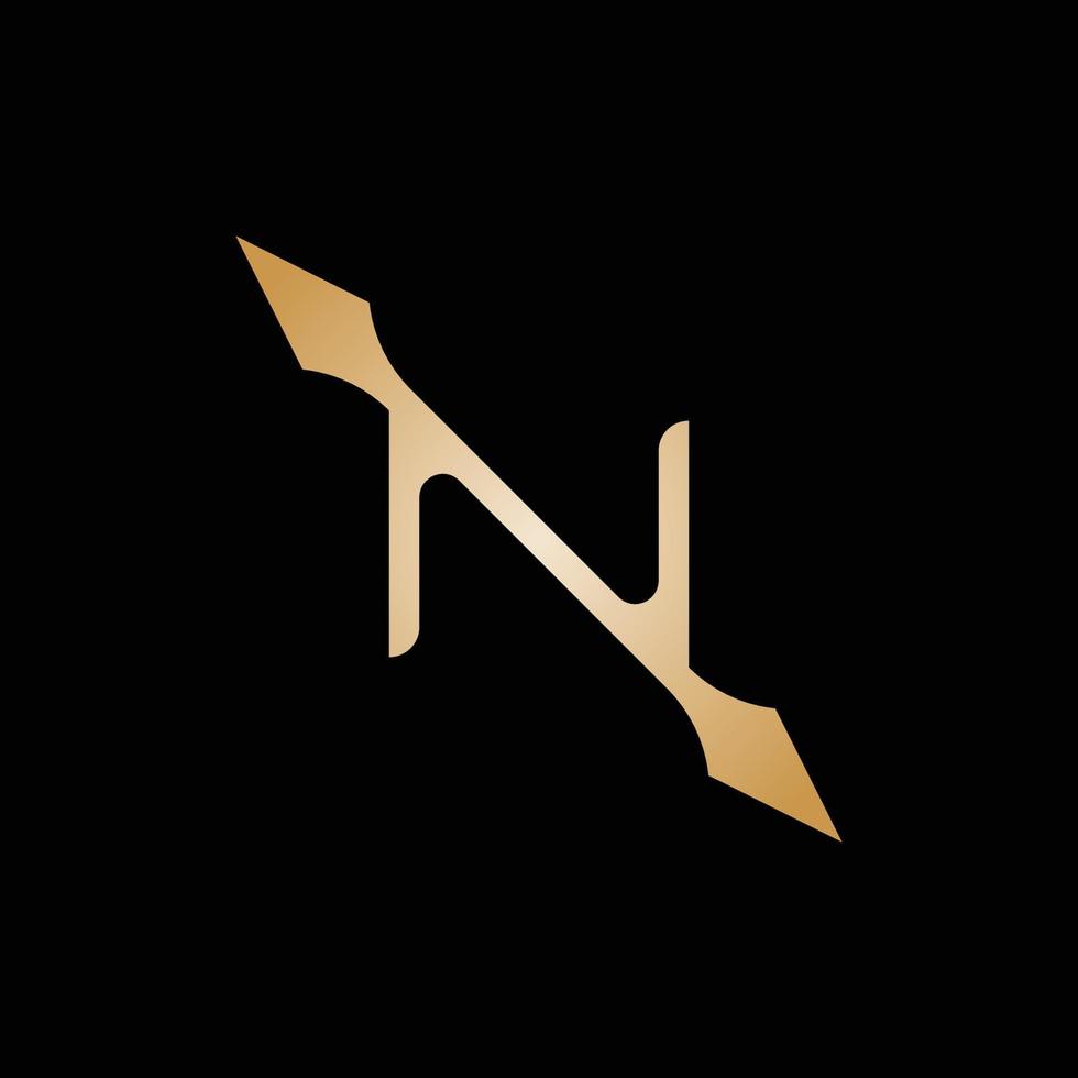 letter N spear logo design vector
