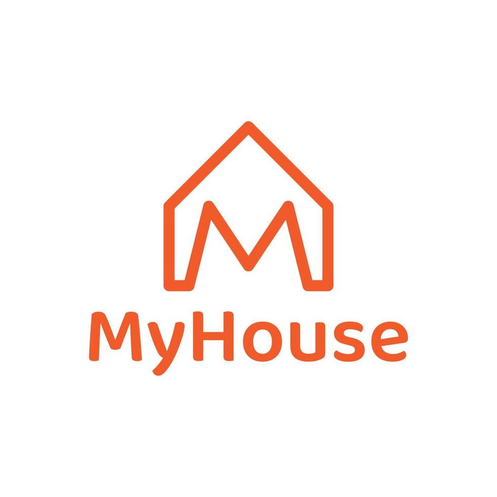 letter M house logo design vector