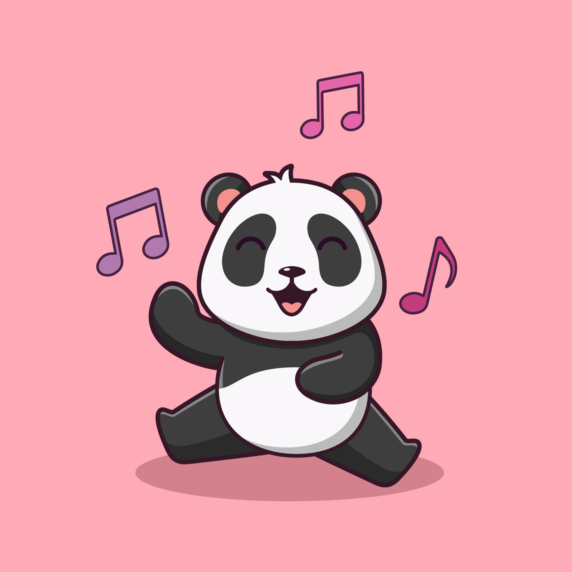 Cute cartoon panda dancing, vector cartoon illustration, cartoon