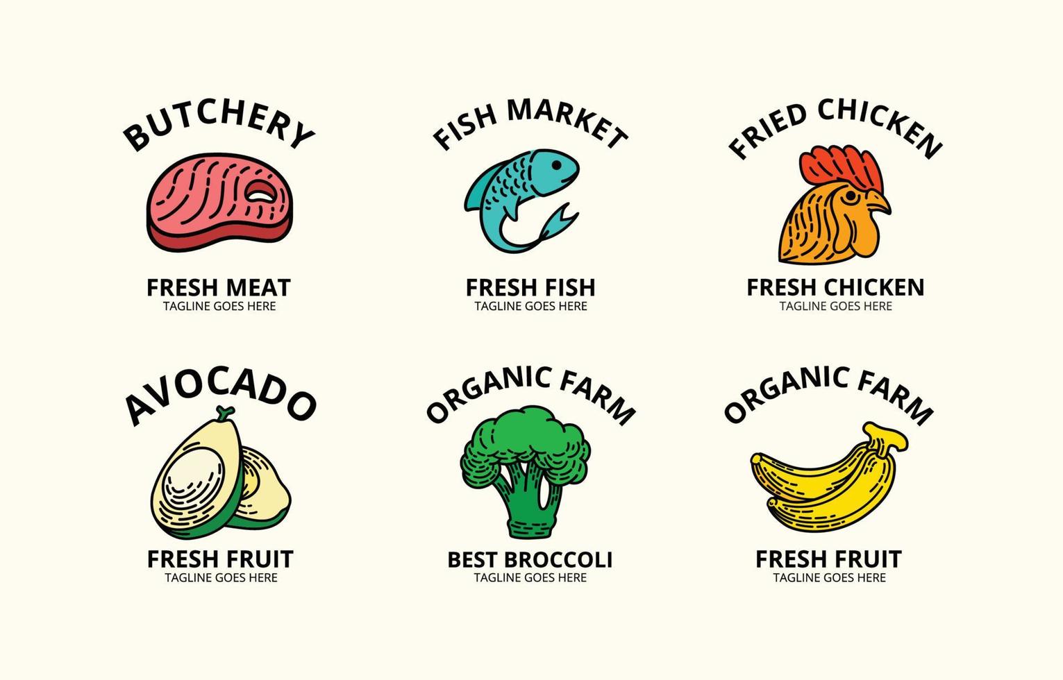 Groceries Logo Set vector