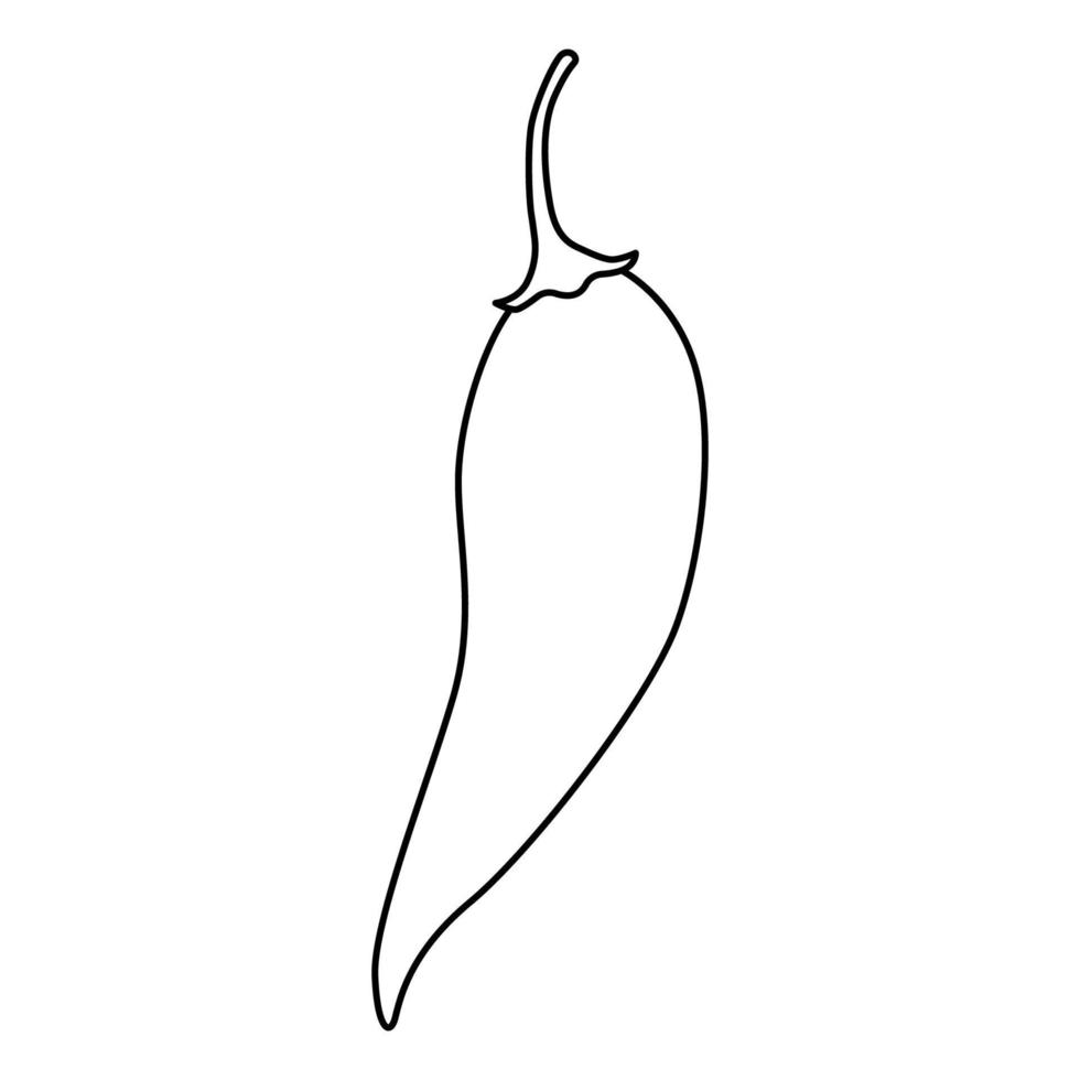 Pod of chili pepper in cartoon style. Black and white vector illustration for coloring book