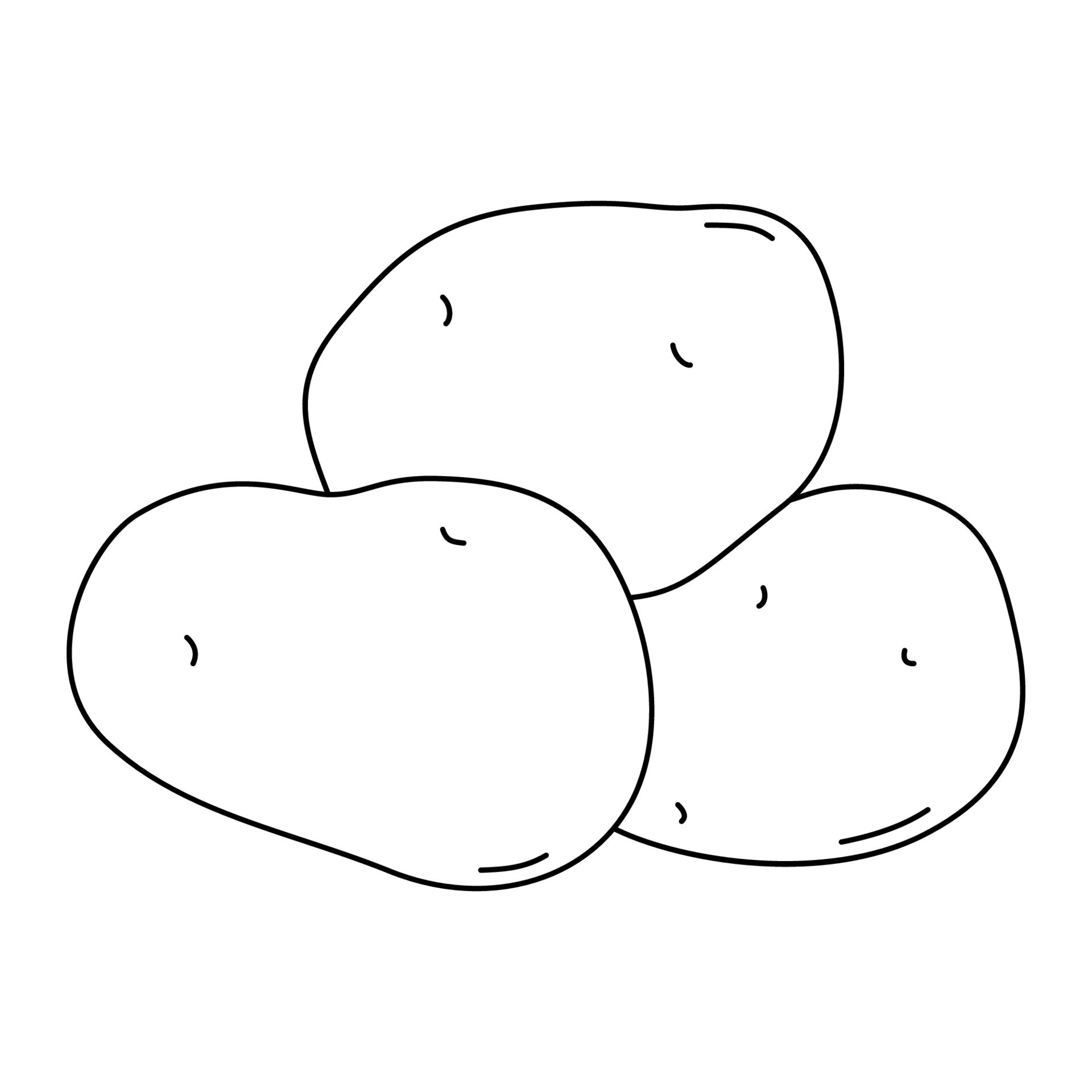 Black and white cartoon vector illustration of potato for coloring book