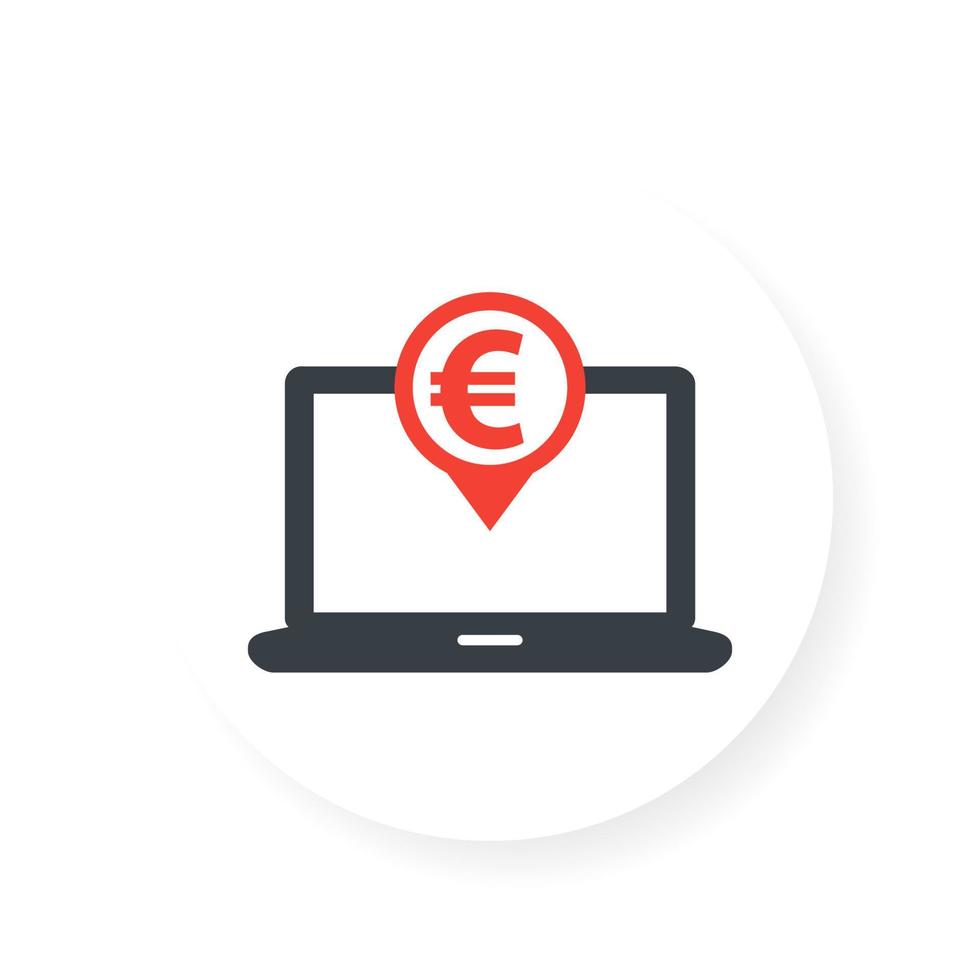 banca por Internet, pagos en icono de euro para web vector