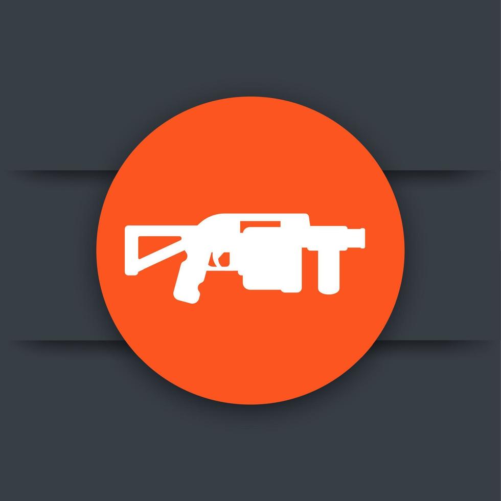 grenade launcher icon, round pictogram vector