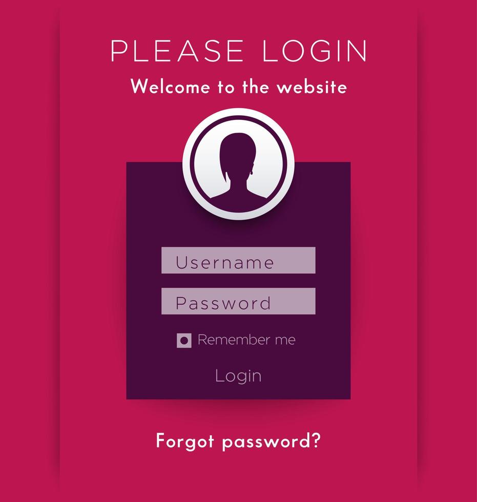 Login window concept with woman icon, login page design, vector illustration