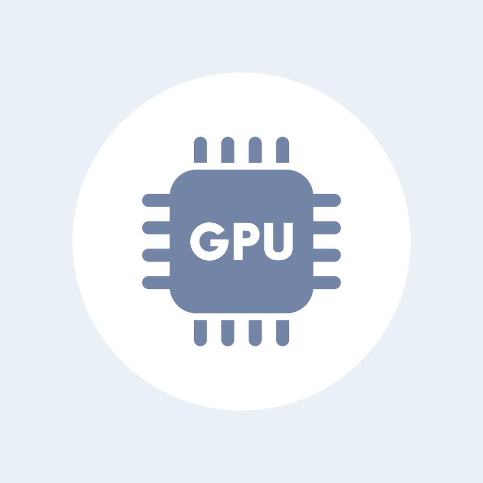 icono gpu, señal vectorial de la unidad de procesamiento de gráficos, icono aislado del conjunto de chips gráficos, ilustración vectorial vector