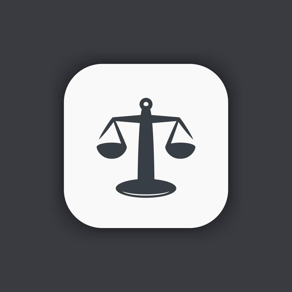 Scales icon, justice, law, risk sign vector