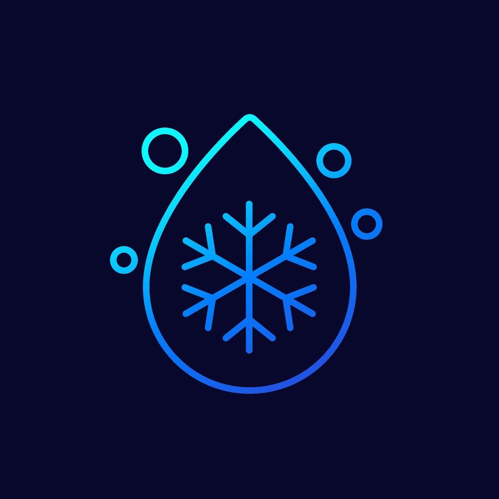 icono de línea de caída de refrigerante con un copo de nieve vector