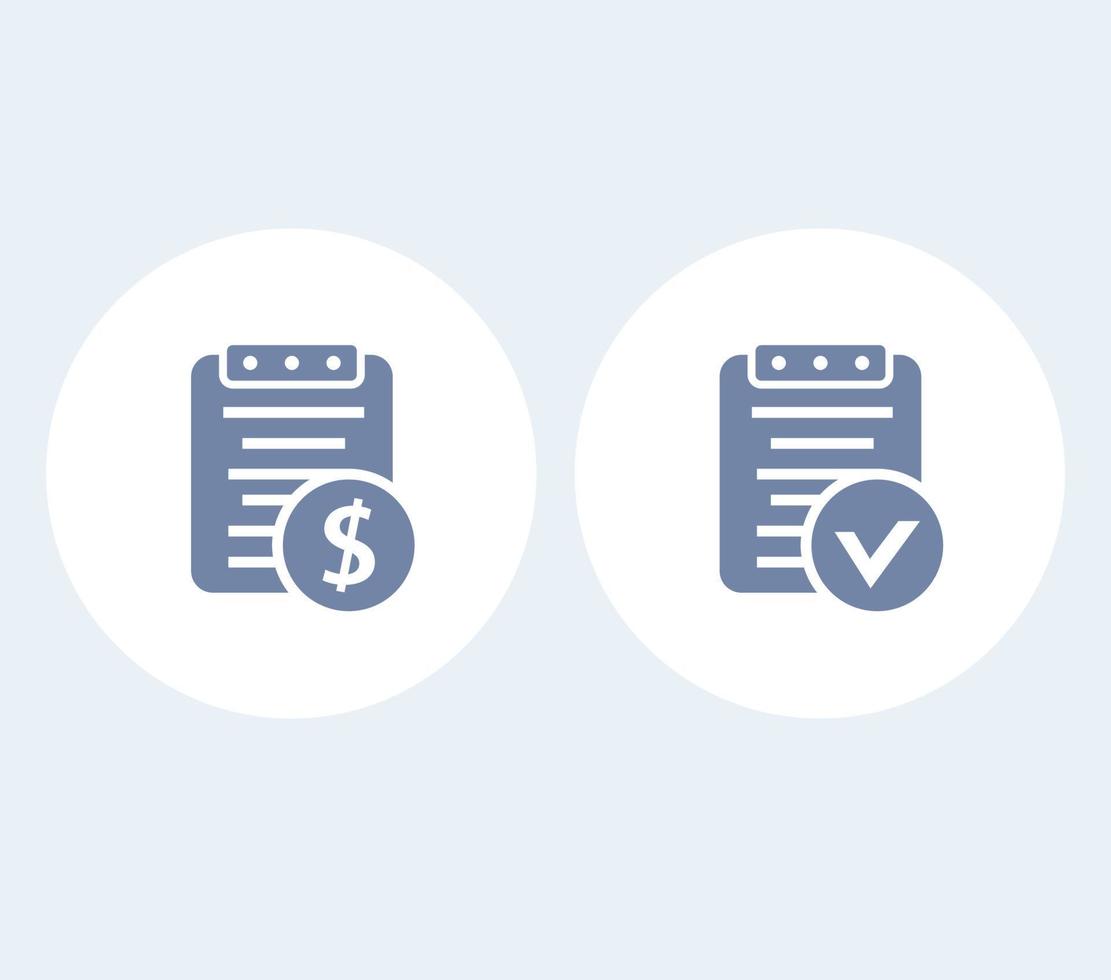 Payroll, bill isolated icons, vector illustration