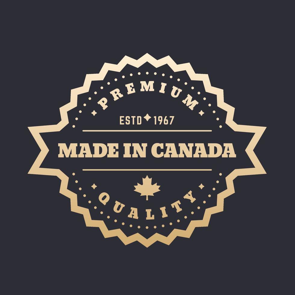 Made in Canada badge, gold label vector