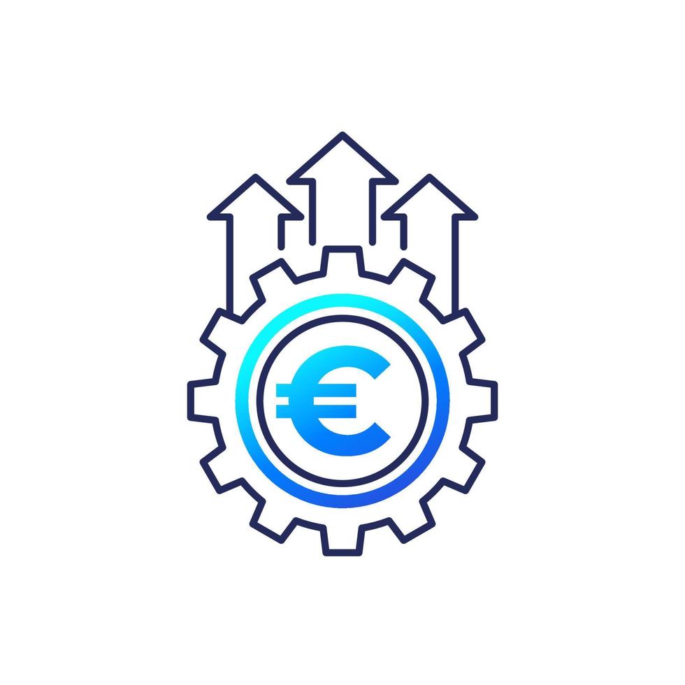 efficiency growth line icon with euro vector