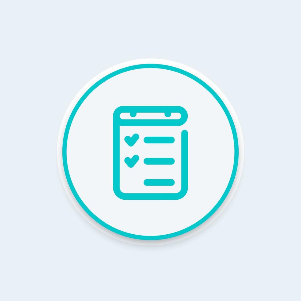checklist line icon, completed tasks, goals, results, vector illustration