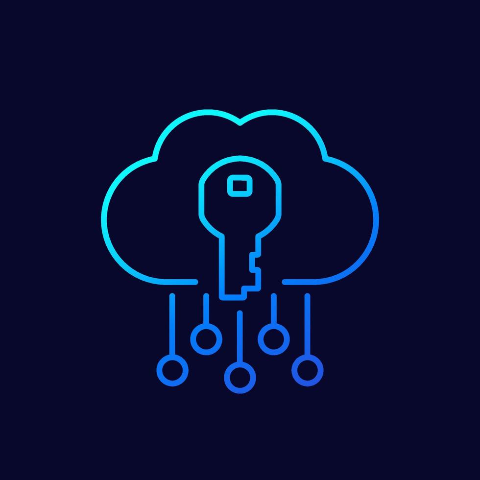 key to cloud line vector icon