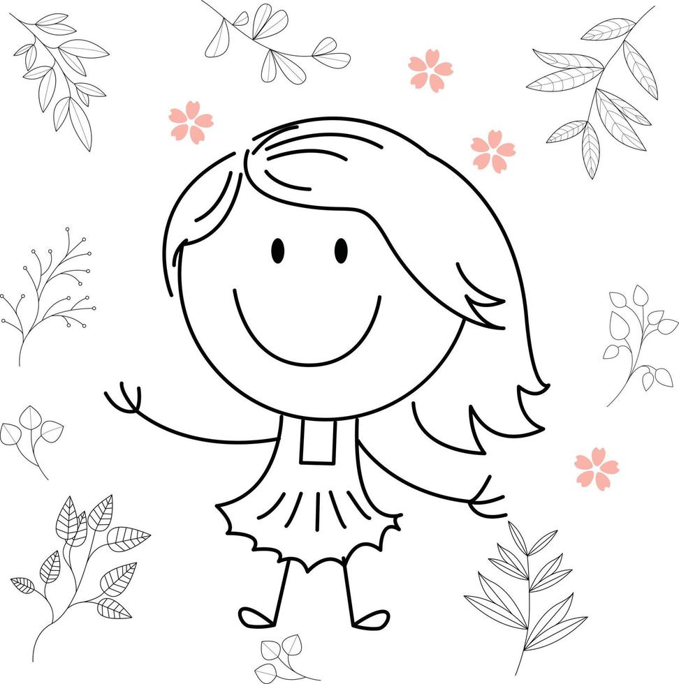 cartoon activity illustration of a smiling child for children's coloring book, and children's book. eps vector image.