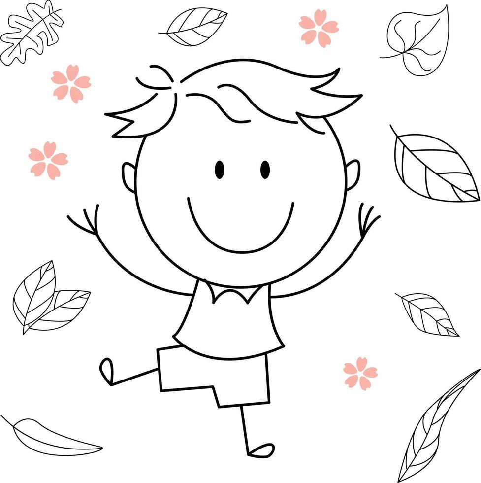 ilustración de actividad de dibujos animados de un niño sonriente para el libro de colorear para niños y el libro para niños. imagen vectorial eps. vector