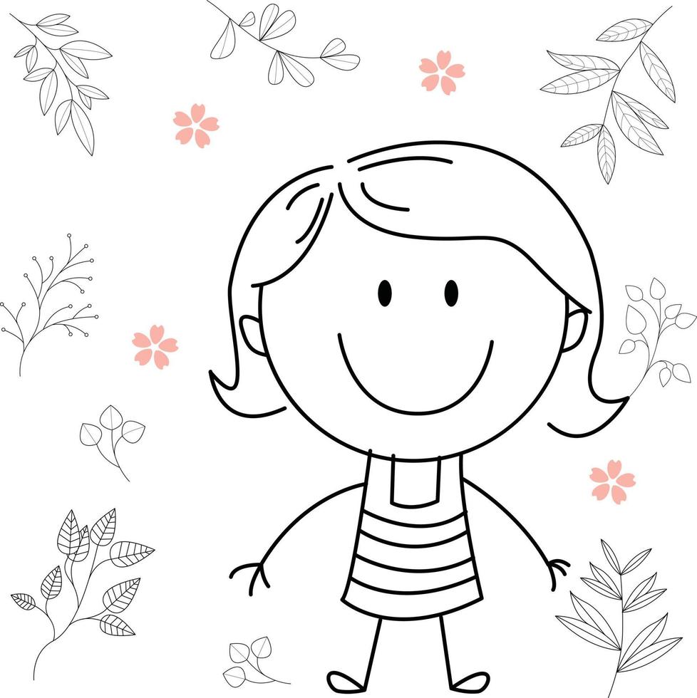 cartoon activity illustration of a smiling child for children's coloring book, and children's book. eps vector image.