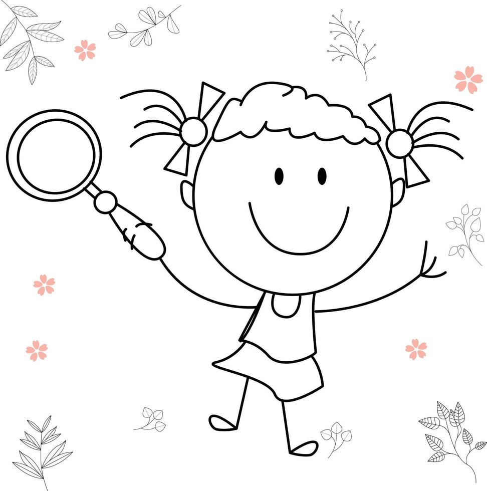 ilustración de actividad de dibujos animados de un niño sonriente para el libro de colorear para niños y el libro para niños. imagen vectorial eps. vector