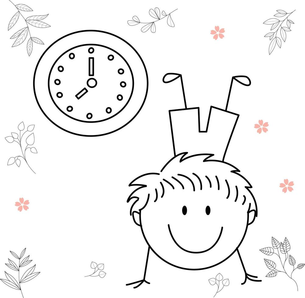 cartoon activity illustration of a smiling child for children's coloring book, and children's book. eps vector image.