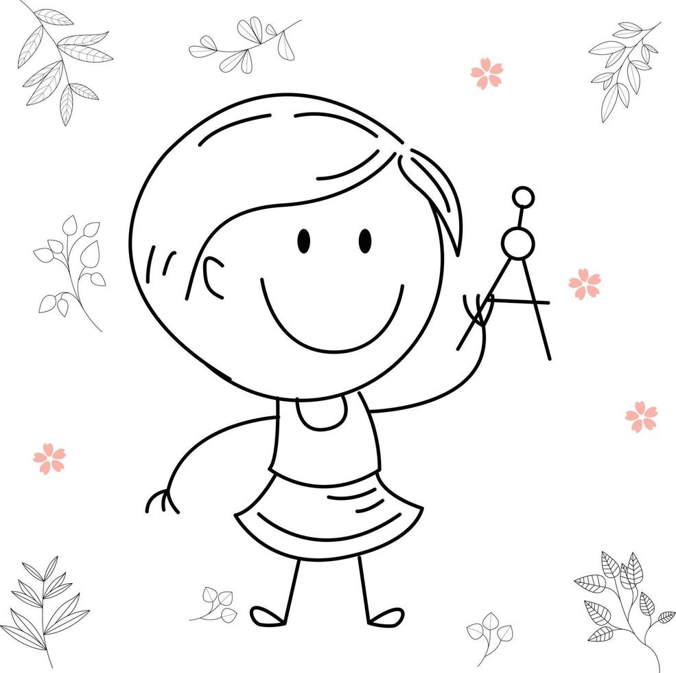 cartoon activity illustration of a smiling child for children's coloring book, and children's book. eps vector image.