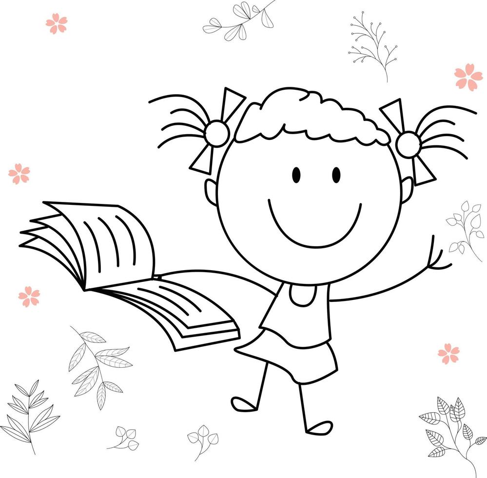 cartoon activity illustration of a smiling child for children's coloring book, and children's book. eps vector image.