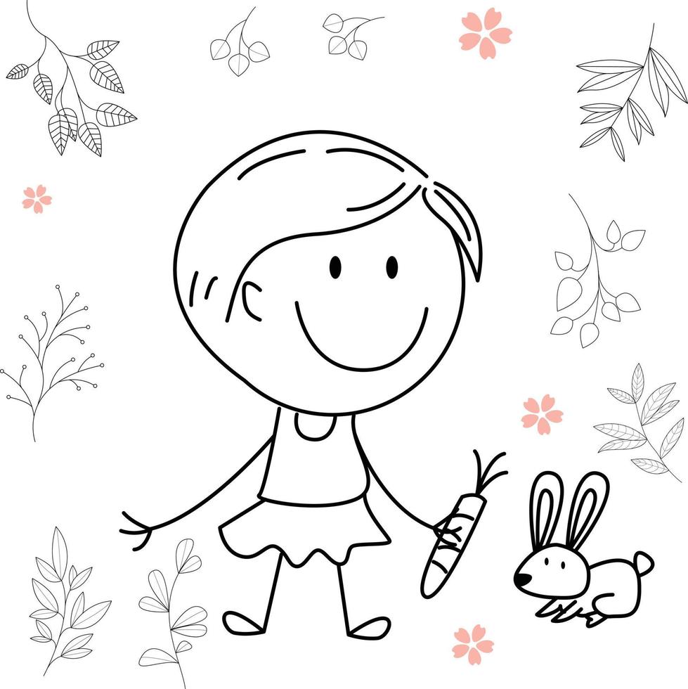 ilustración de actividad de dibujos animados de un niño sonriente para el libro de colorear para niños y el libro para niños. imagen vectorial eps. vector