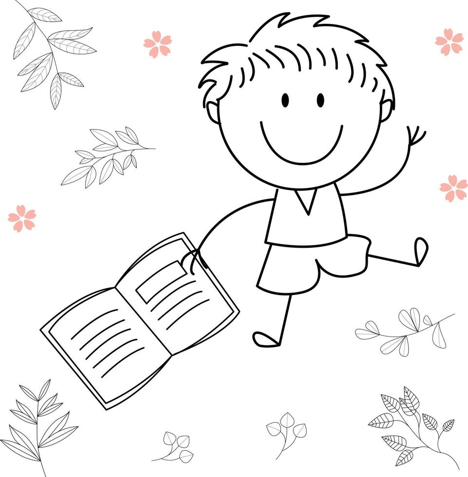 cartoon activity illustration of a smiling child for children's coloring book, and children's book. eps vector image.