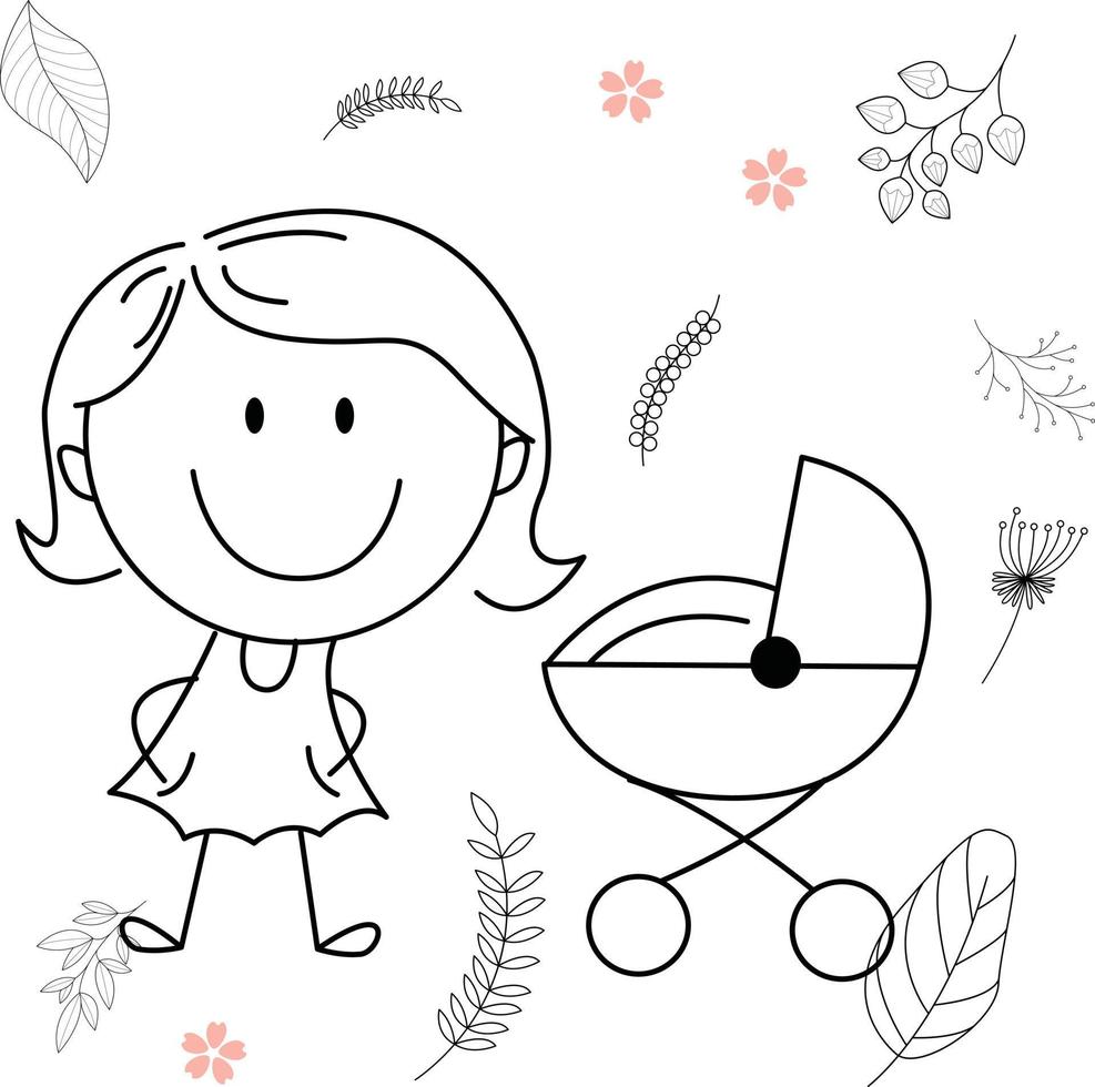 cartoon activity illustration of a smiling child for children's coloring book, and children's book. eps vector image.