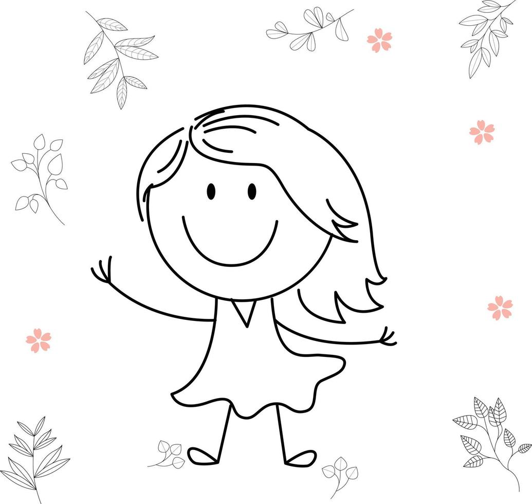 cartoon activity illustration of a smiling child for children's coloring book, and children's book. eps vector image.