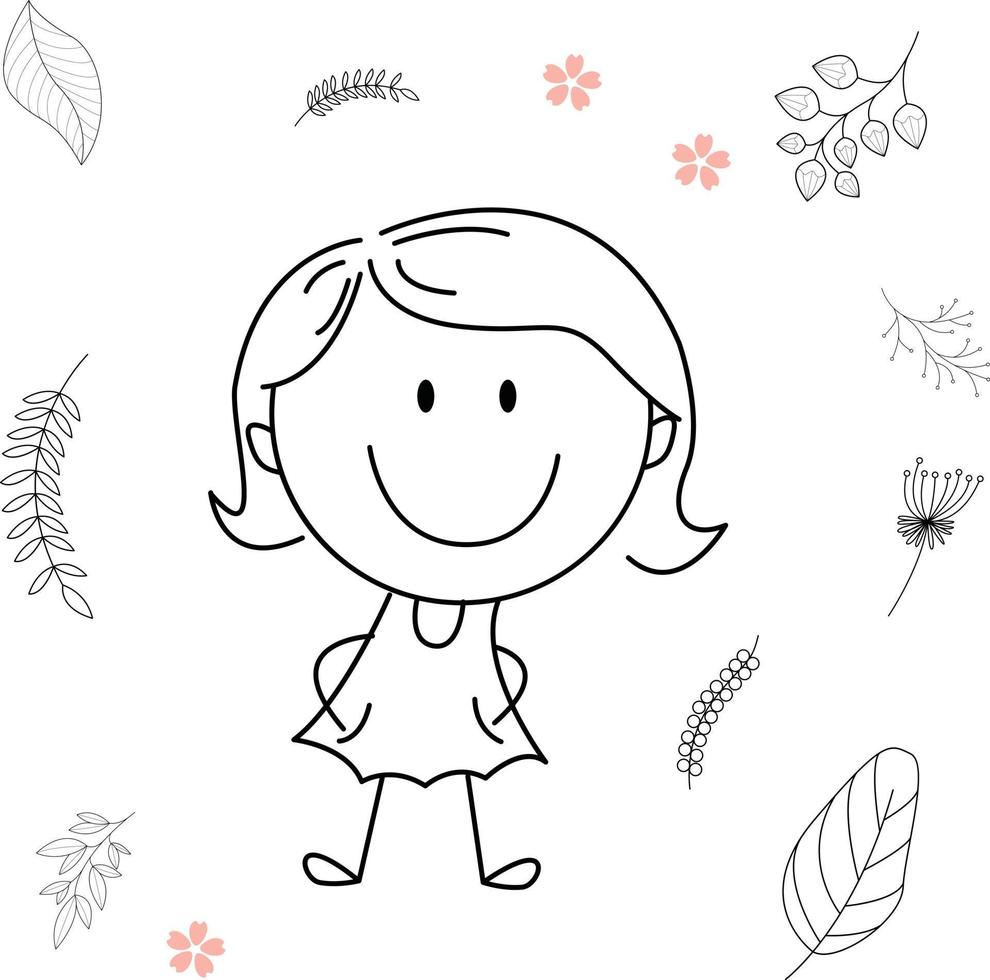 ilustración de actividad de dibujos animados de un niño sonriente para el libro de colorear para niños y el libro para niños. imagen vectorial eps. vector