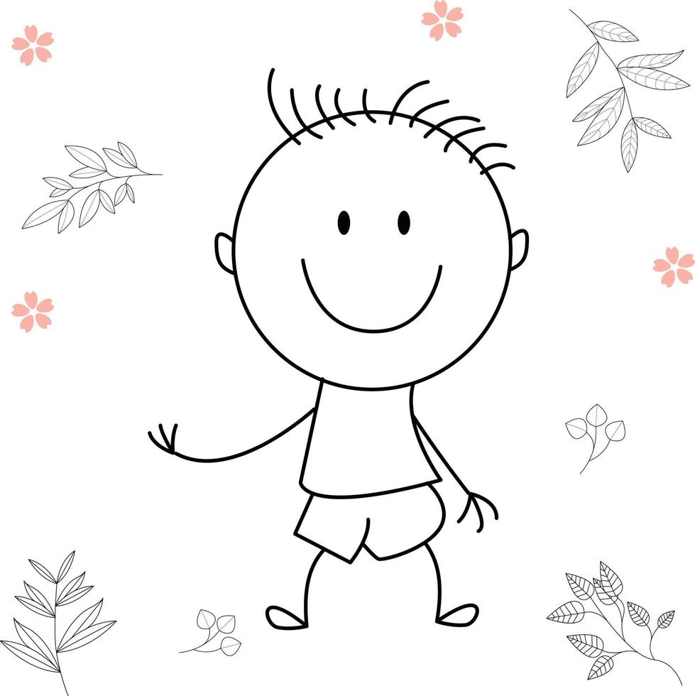 cartoon activity illustration of a smiling child for children's coloring book, and children's book. eps vector image.