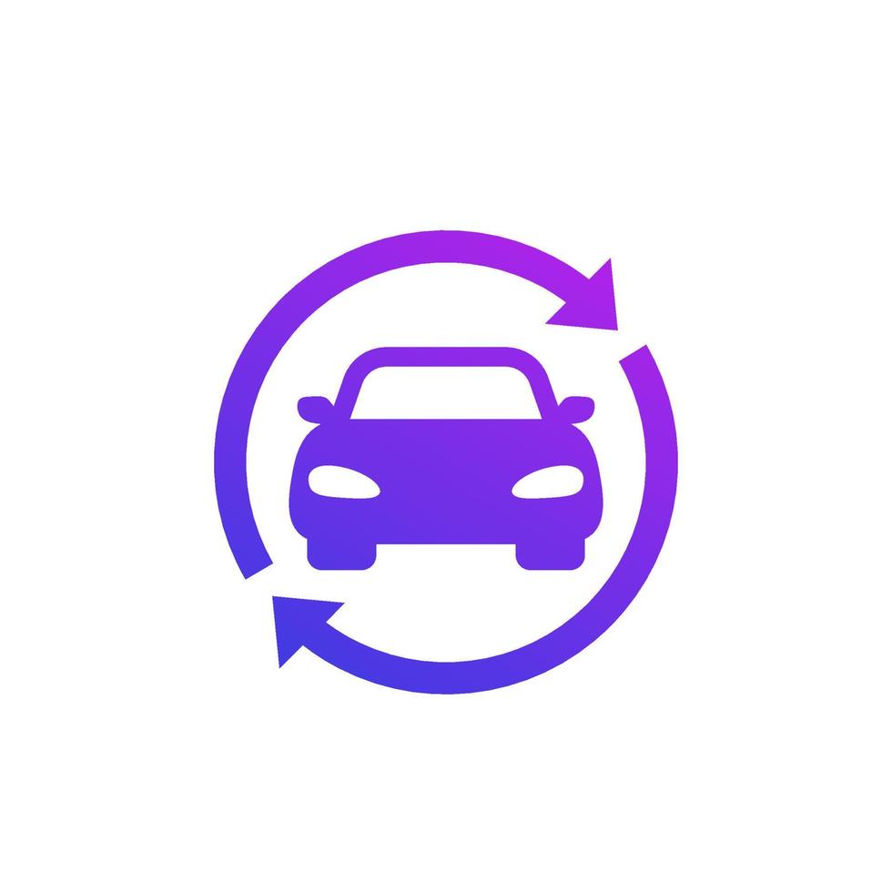 coche compartido, logotipo del servicio de alquiler, icono con un coche vector