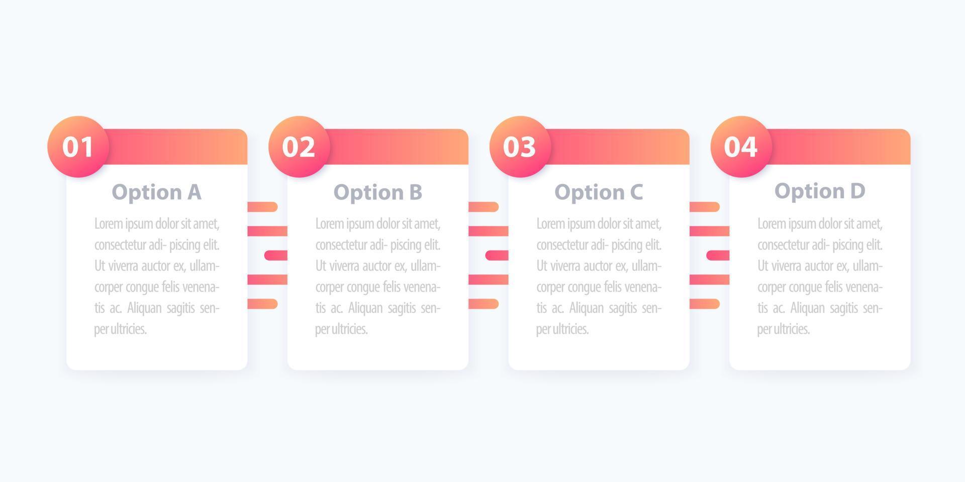 1, 2, 3, 4 pasos, infografía minimalista, línea de tiempo vectorial vector