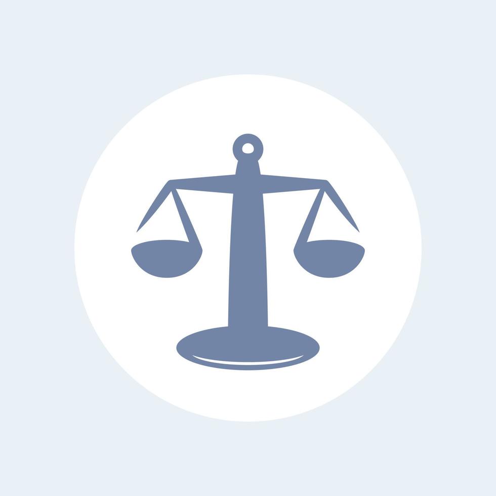 Scales icon on white, justice, risk concept, vector illustration