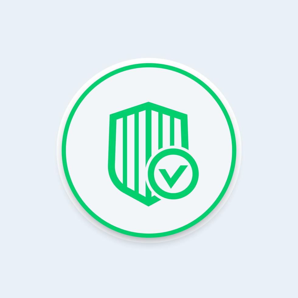 Shield with check mark icon, secure, protected, security, vector illustration