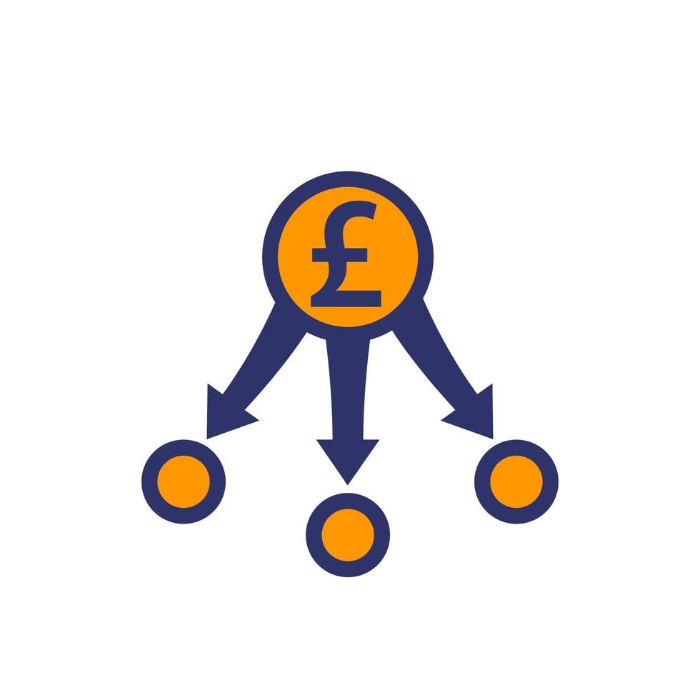 diversification, diversified investments icon with pound vector